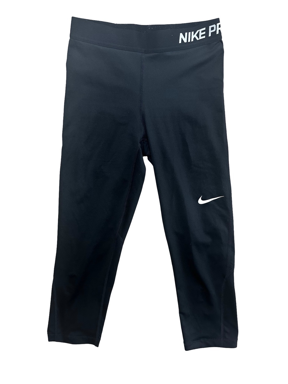 Nike Black Youth Performance Capri Leggings with White Swoosh